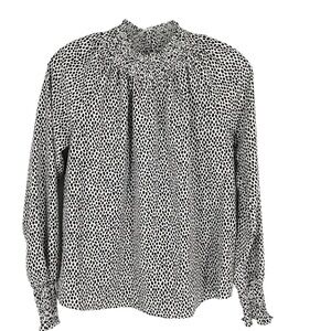 Nine West Gray Ruffled Long Sleeve Blouse